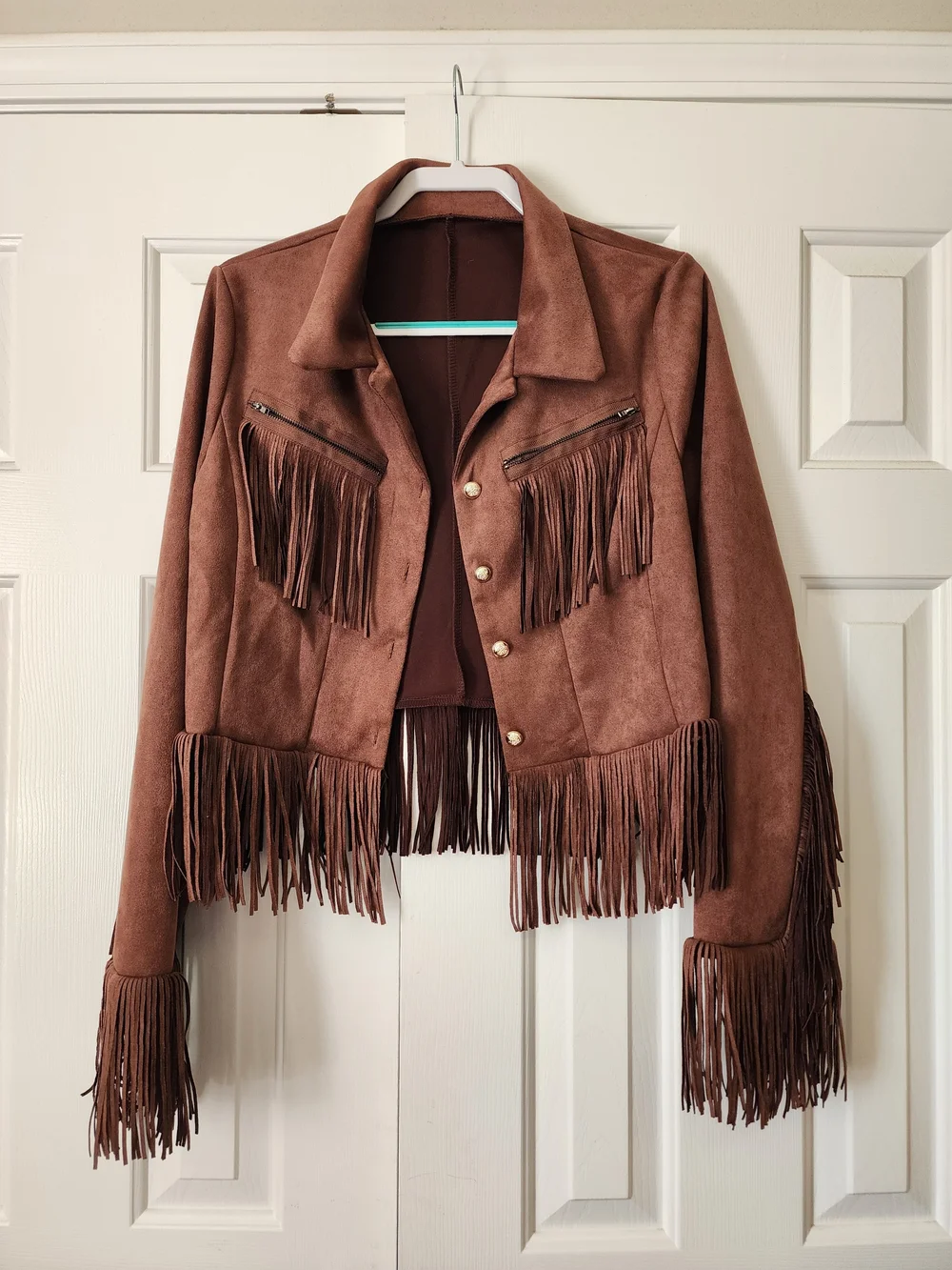 Brown Fringe Western Jacket  Festival Westerncore Size Xl Boho - Picture 2 of 7